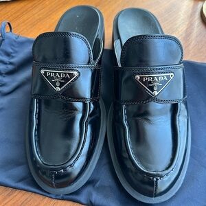 AUTHENTIC — Prada Leather Mules (37)